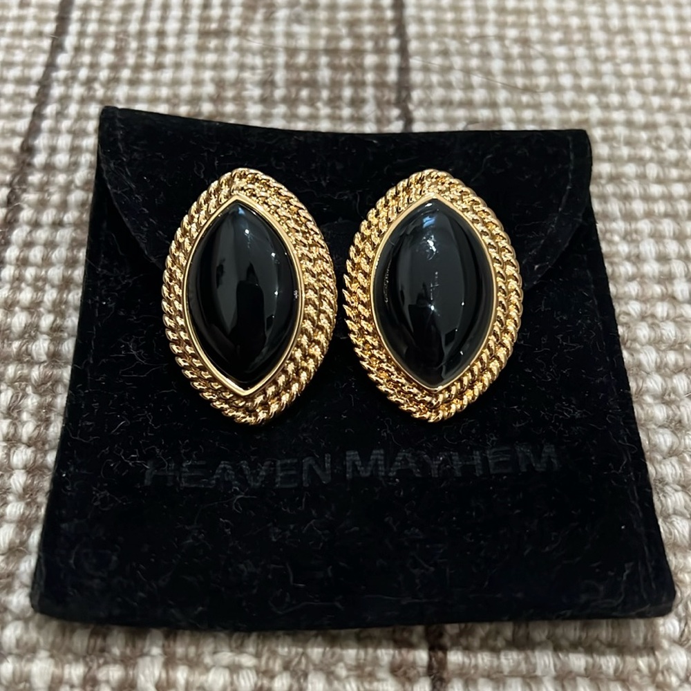 Heaven Mayhem Noir Earrings in Gold & Black